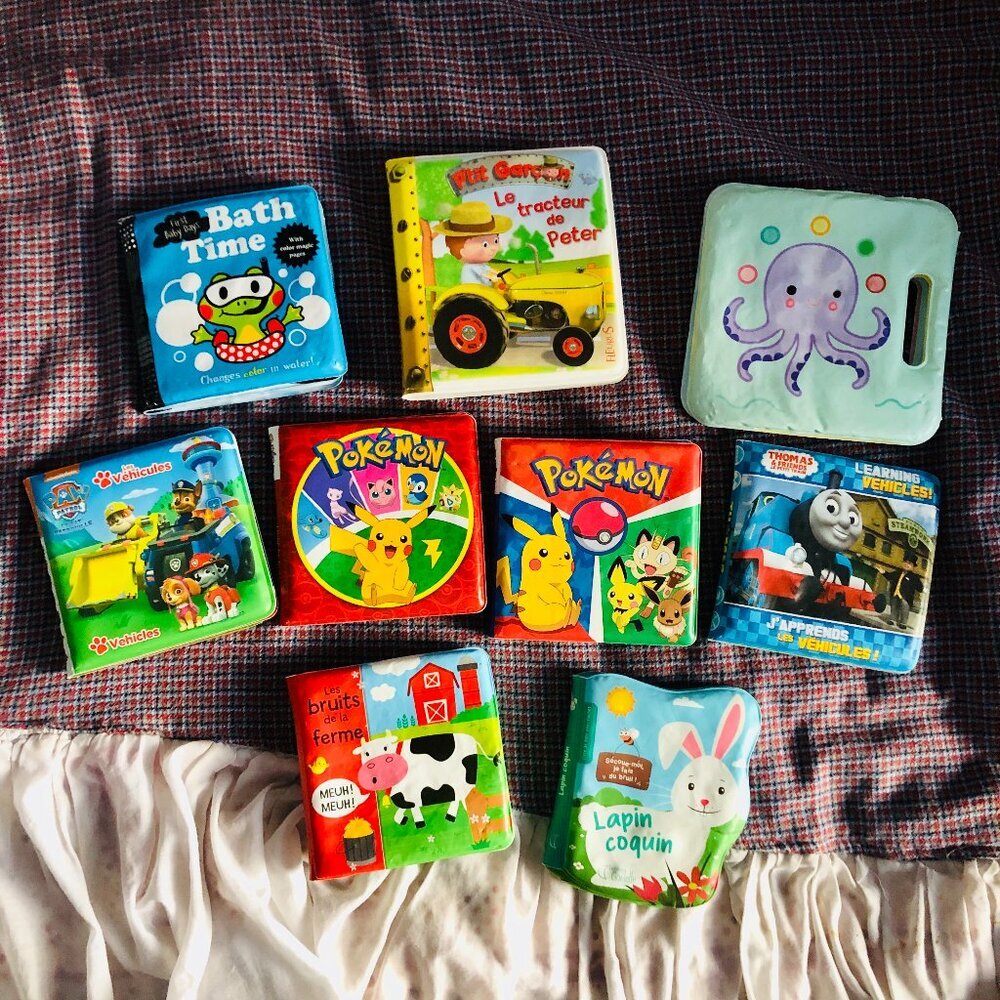 Lot of 9 Plastic Baby Bath Books Pokémon Paw Patrol Thomas & Friends Mixed Set